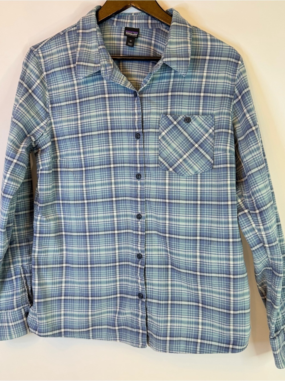 Patagonia Womens 12 Button Up Plaid Flannel Shirt Lightweight Pocket Long Sleeve